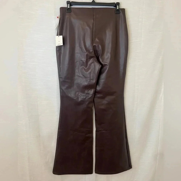 Women's A New Day Brown Faux Leather Flare Pants - Picture 6 of 9